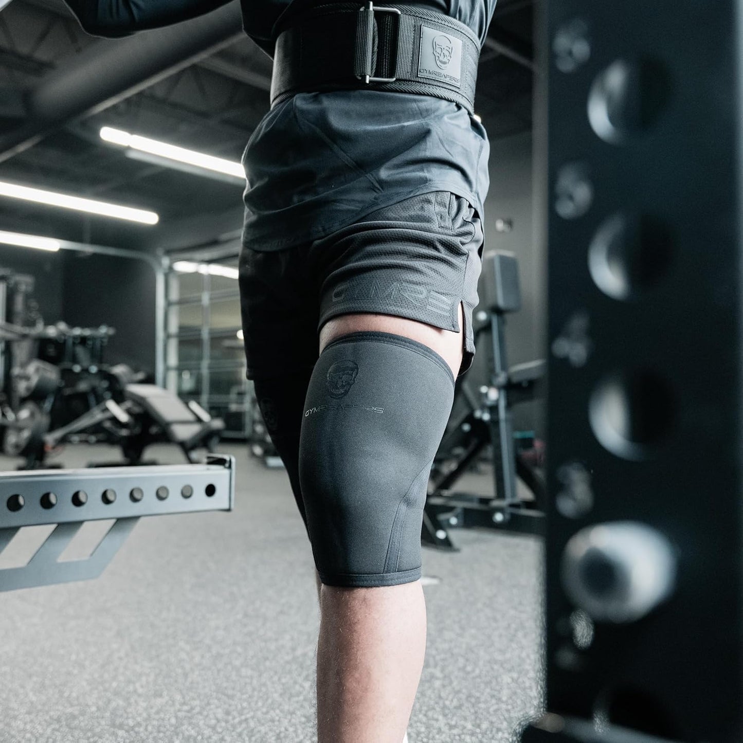 Knee Sleeves (1 Pair) with Gym Bag - IPF Approved - Knee Compression Sleeve Support for Squats, Weightlifting, and Powerlifting 7MM Neoprene Sleeves - 1 Year Warranty (Black/Black, Medium)