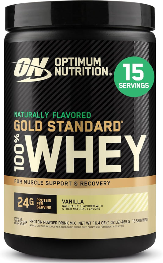 Gold Standard 100% Whey Protein Powder, Naturally Flavored Vanilla, 15 Servings (Packaging May Vary)